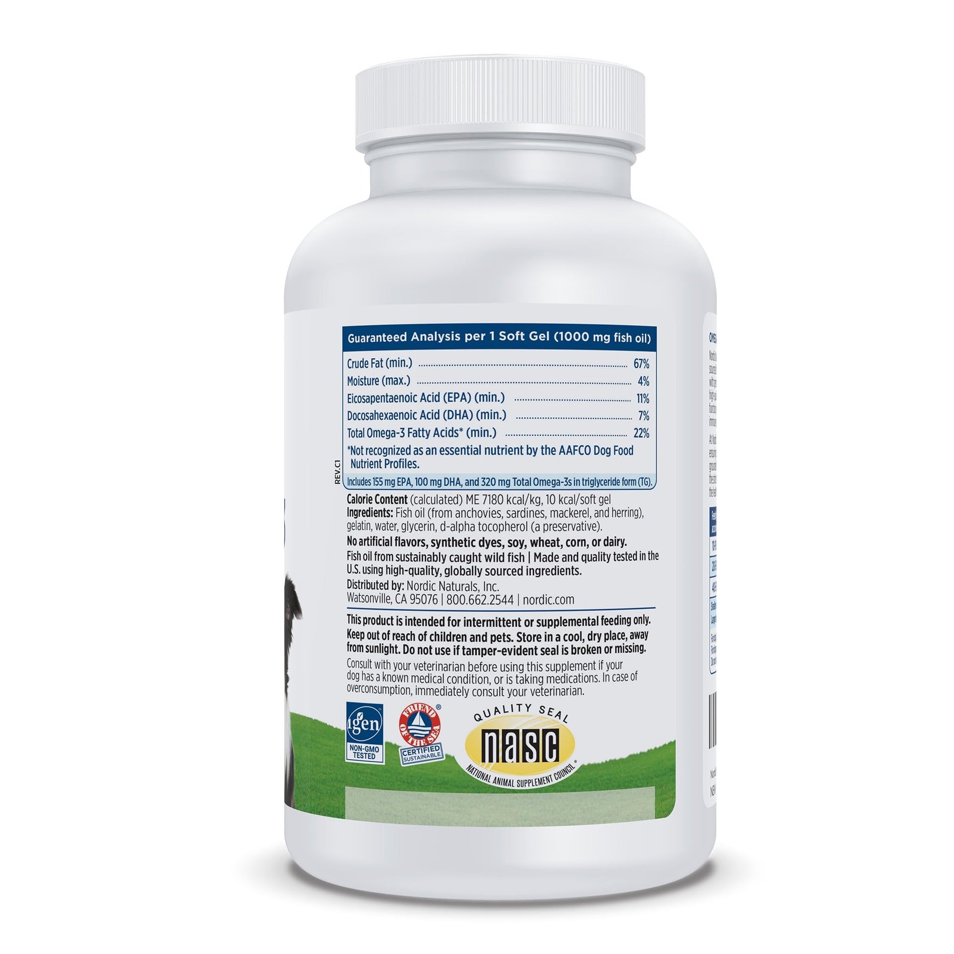 Nordic Naturals Omega-3 Pet, Unflavored - 180 Soft Gels - 330 mg Omega-3 Per Soft Gel - Fish Oil for Dogs with EPA & DHA - Promotes Heart, Skin, Coat, & Immune Health - Nirvana Guru