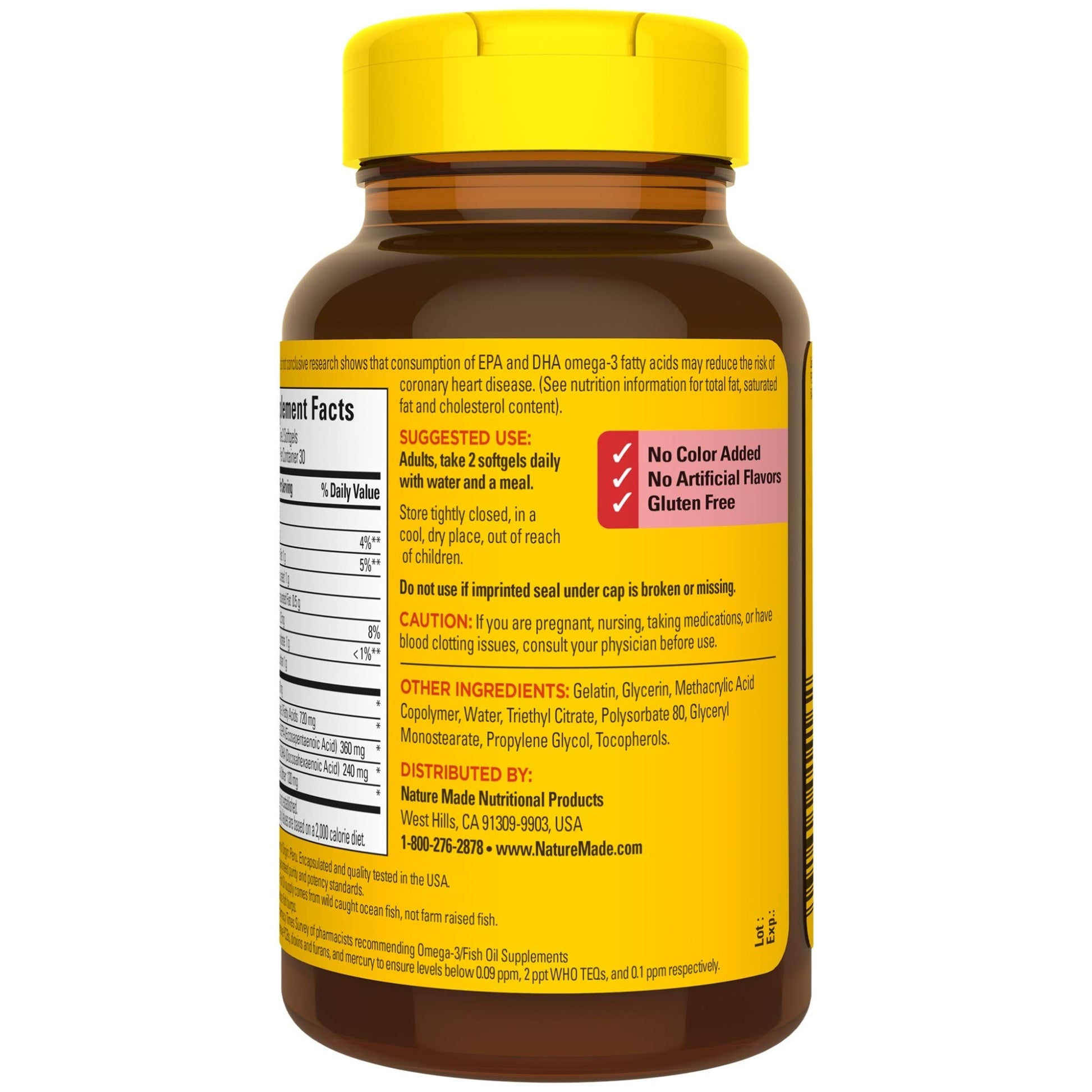 Nature Made Burp Less Fish Oil Omega 3 Supplements, 1200 mg Softgels, Omega 3 Fish Oil for Healthy Heart Support, 300 Softgels, 150 Day Supply - Nirvana Guru
