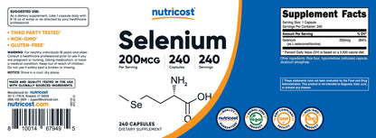 Nutricost Selenium 200mcg, 240 Vegetarian Capsules, Non-GMO, Gluten Free L-Selenomethionine Nirvana Guru