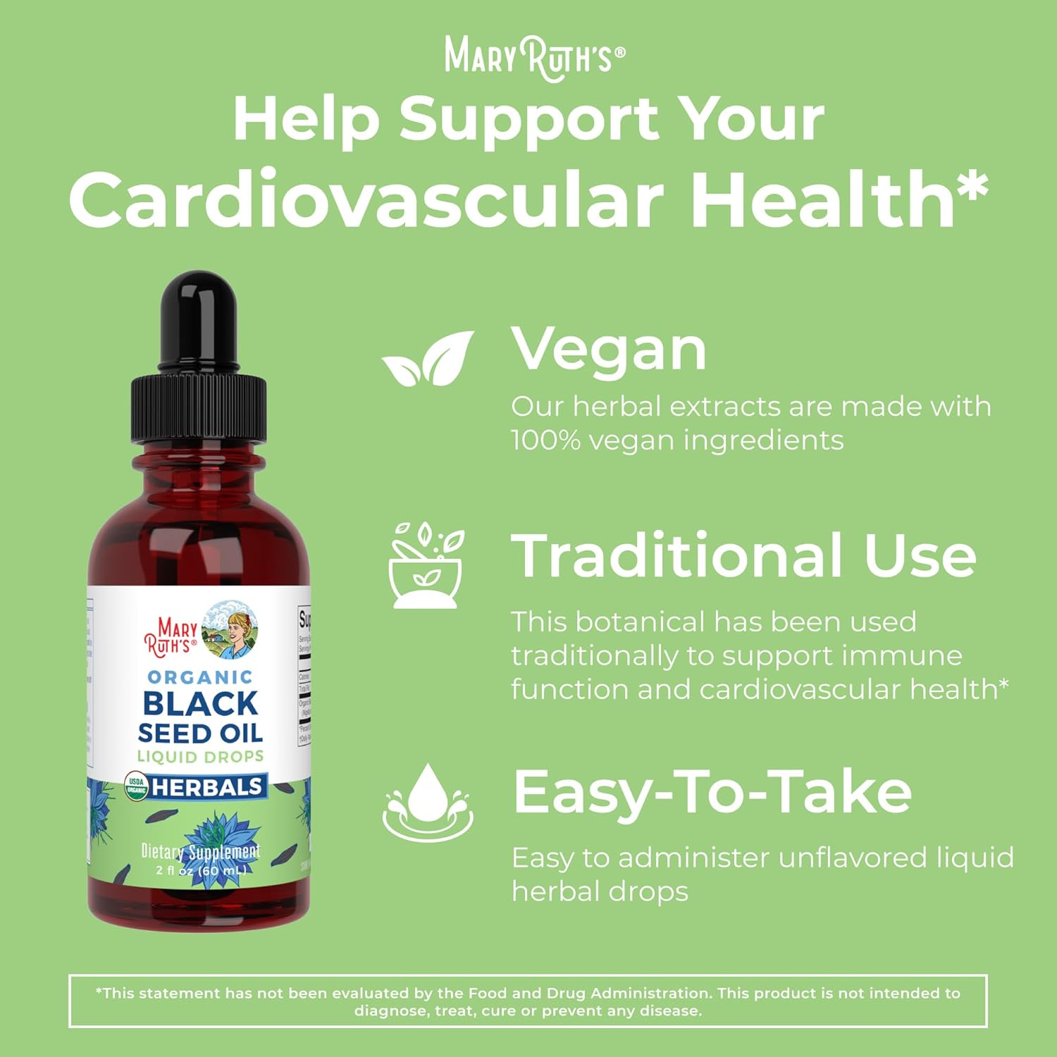 MaryRuth Organics Black Seed Oil Liquid Drops Cold Pressed, 3 Month Supply, USDA Organic Black Cumin Seed Oil, Immune Support, Respiratory Health, Sugar Free, Vegan, Non-GMO, Gluten Free, 2 Fl Oz - Nirvana Guru