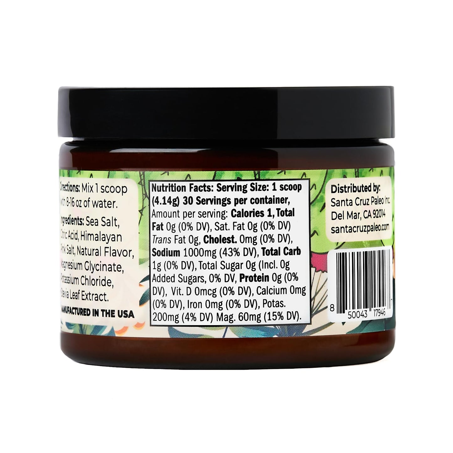 Santa Cruz Paleo Electrolyte Powder, Lemonade Flavor, Sugar Free Hydration Drink Mix with Himalayan Pink Salt, Sea Salt, Magnesium Glycinate, Potassium Chloride, Sweetened with Stevia, 30 Servings