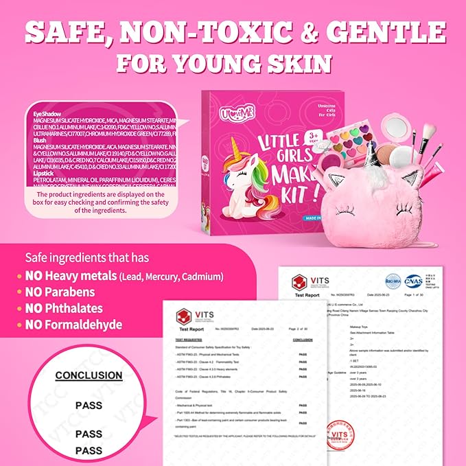 ULOVEME Kids Real Makeup Kit for Girls with Fluffy Purse - Real, Non Toxic, Washable Make Up Toy - Umicorn Toys Gift for 3 4 5 6 7 8 Years Old Girls Birthday (Pink Umicorn) nirvanaguru
