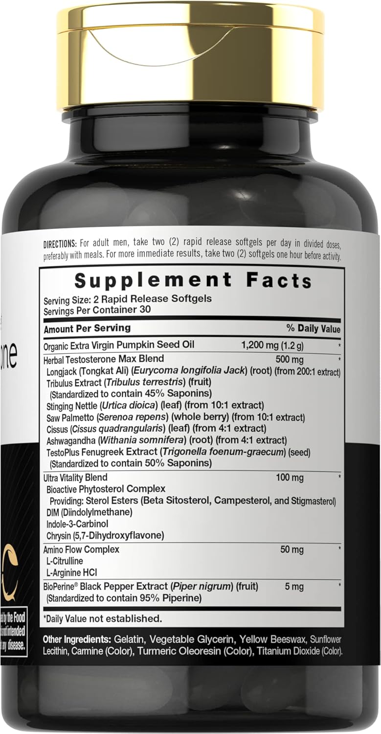 Carlyle Testosterone Supplement for Men | 60 Softgels | for Male Performance | Non-GMO & Gluten Free - Nirvana Guru