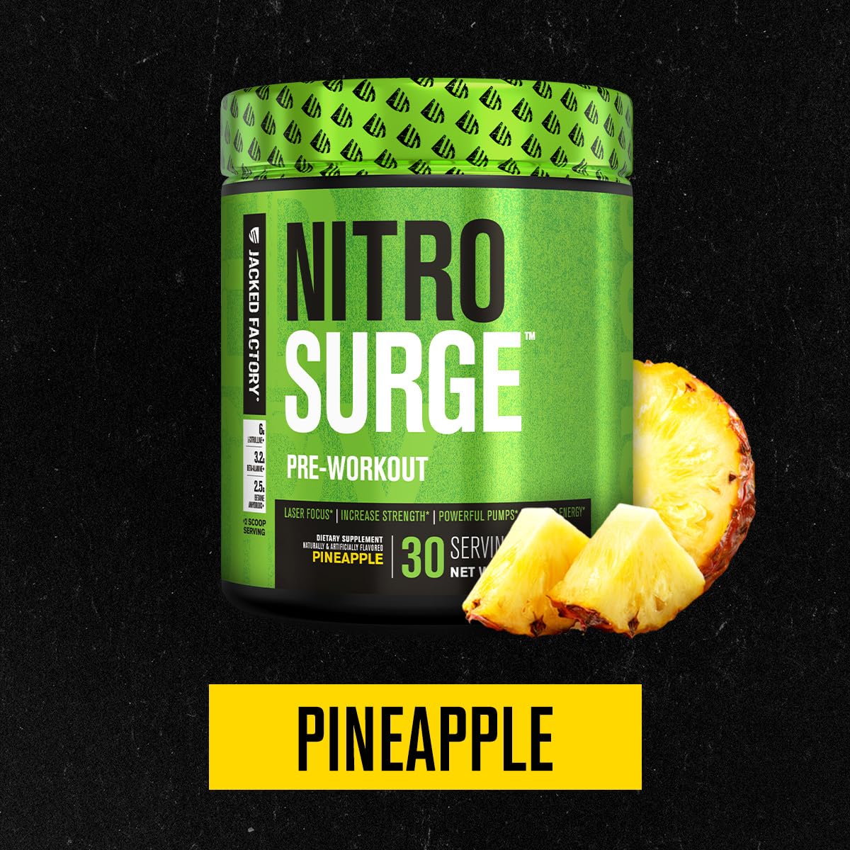 Jacked Factory NITROSURGE Pre Workout Supplement - Energy Booster, Instant Strength Gains, Clear Focus & Intense Pumps - NO Booster & Powerful Preworkout Energy Powder - 30 Servings, Blue Raspberry