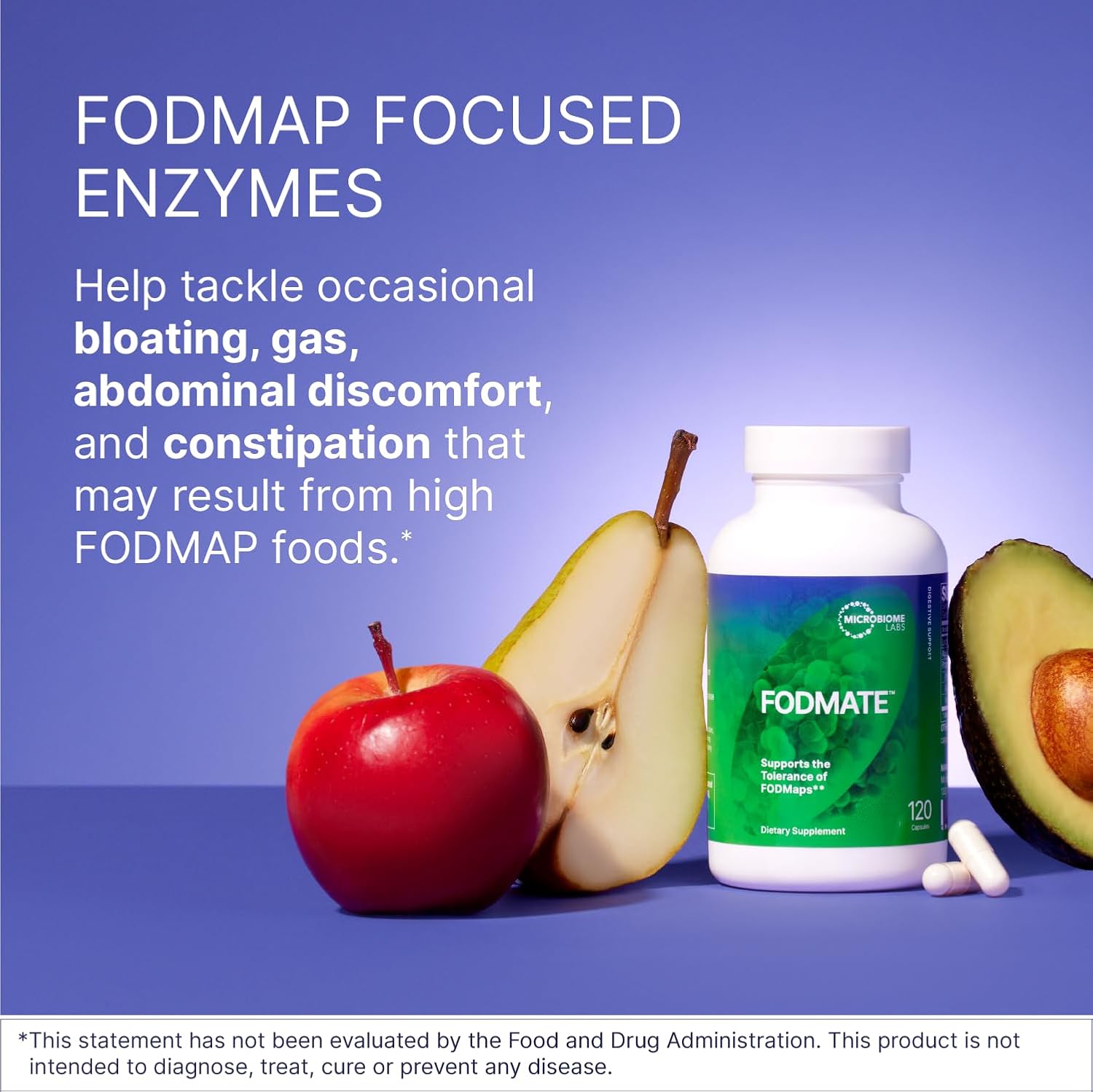 Microbiome Labs FODMATE Digestive Enzymes for Women & Men - Digestive Support for Low FODMAP Protocols & Occasional Bloating, Gas & Stomach Relief (120 Capsules) - Nirvana Guru