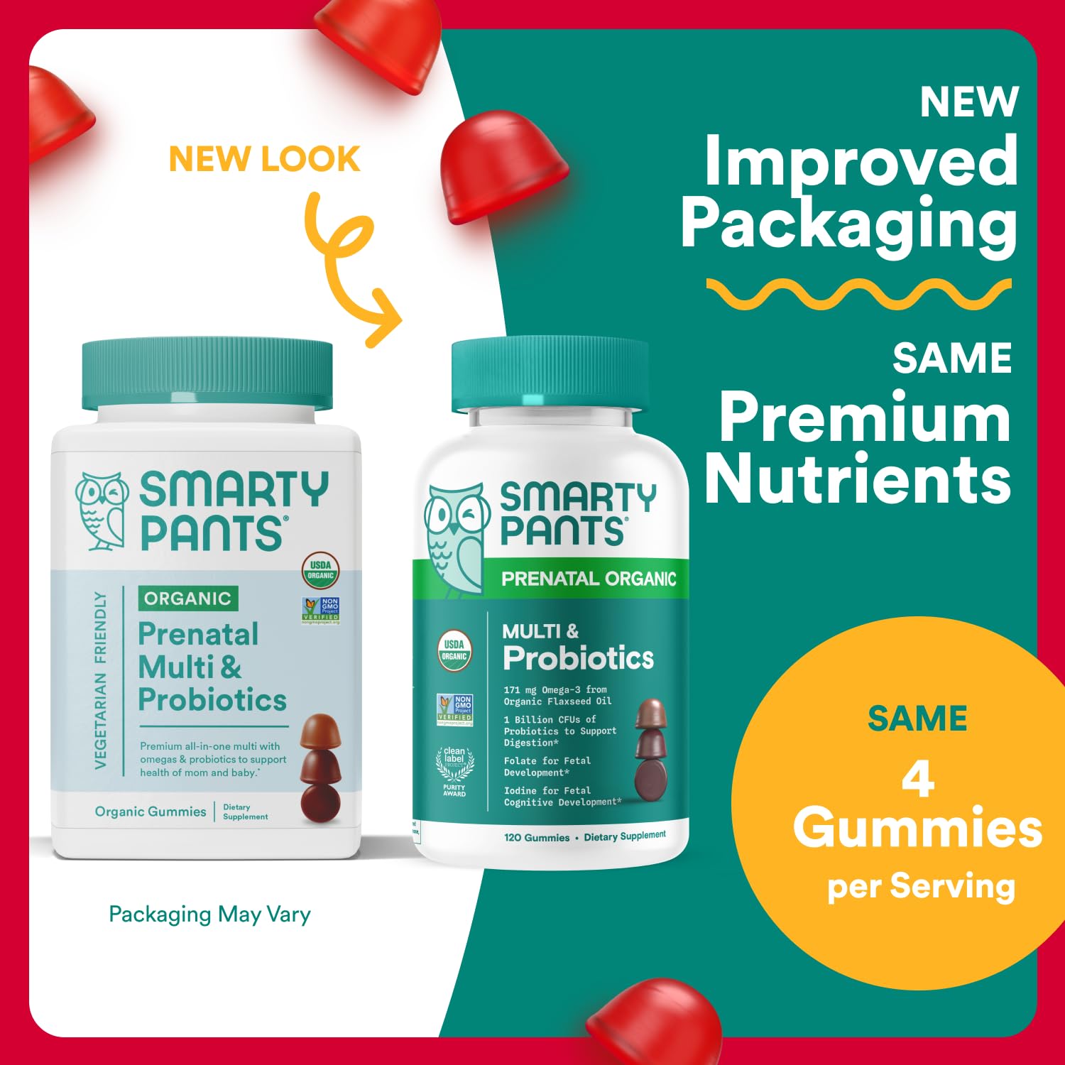 SmartyPants Prenatal Vitamins for Women, Sugar Free Multivitamin Gummies: Methylfolate, Omega 3 (ALA) Vitamin D3, C, Vitamin B12, B6, A, K & Zinc, Inositol, Erythritol Free, 60 Count (20 Day Supply) Nirvana Guru