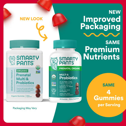 SmartyPants Prenatal Vitamins for Women, Sugar Free Multivitamin Gummies: Methylfolate, Omega 3 (ALA) Vitamin D3, C, Vitamin B12, B6, A, K & Zinc, Inositol, Erythritol Free, 60 Count (20 Day Supply) Nirvana Guru