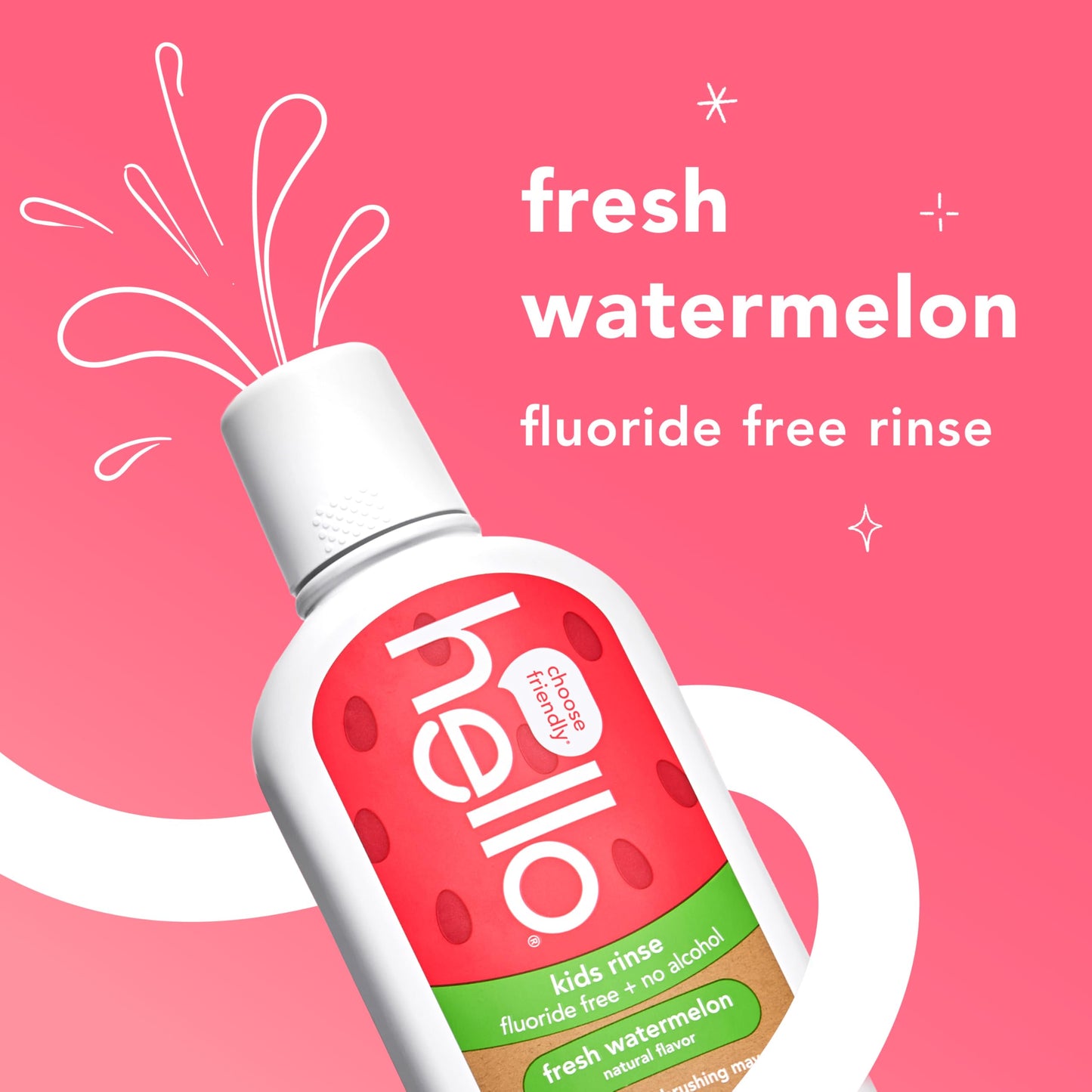 Hello Natural Watermelon Flavor Kids Fluoride Free Rinse, Alcohol Free, Vegan, SLS Free, Mouthwash for Kids Age 6 and Up, 16 Fl Oz (Pack of 3) Nirvana Guru