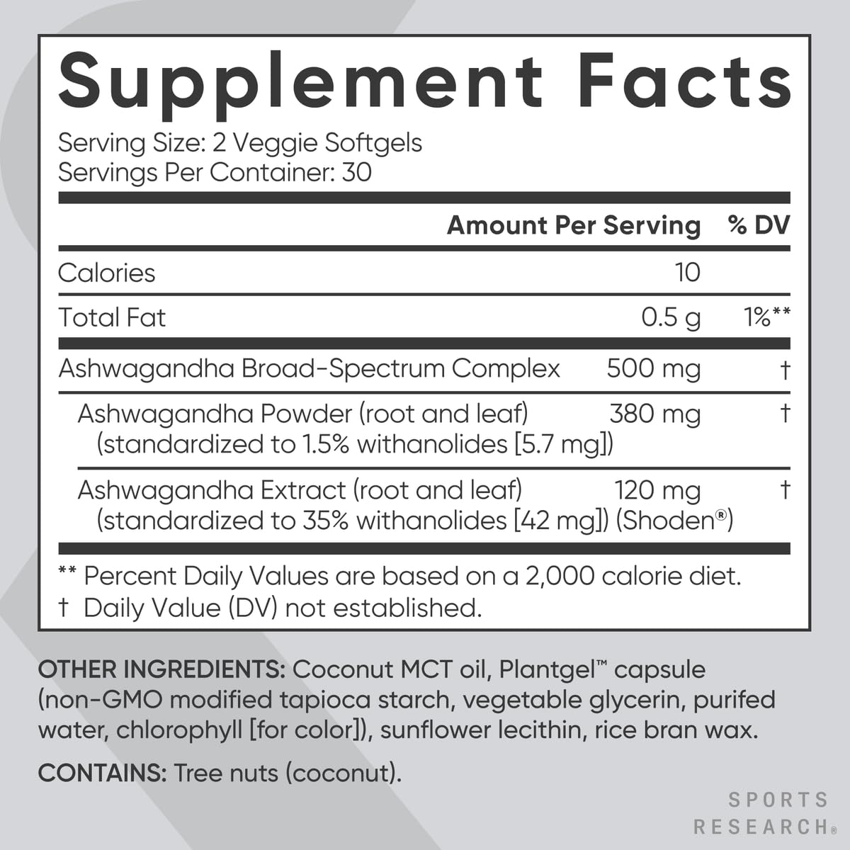 Sports Research® Ashwagandha Softgels with Coconut MCT Oil - Natural Adaptogen Made with Shoden® Ashwa for Relaxation, Calm & Sleep Support - Gluten Free & Vegan Friendly - 60 Count - Nirvana Guru