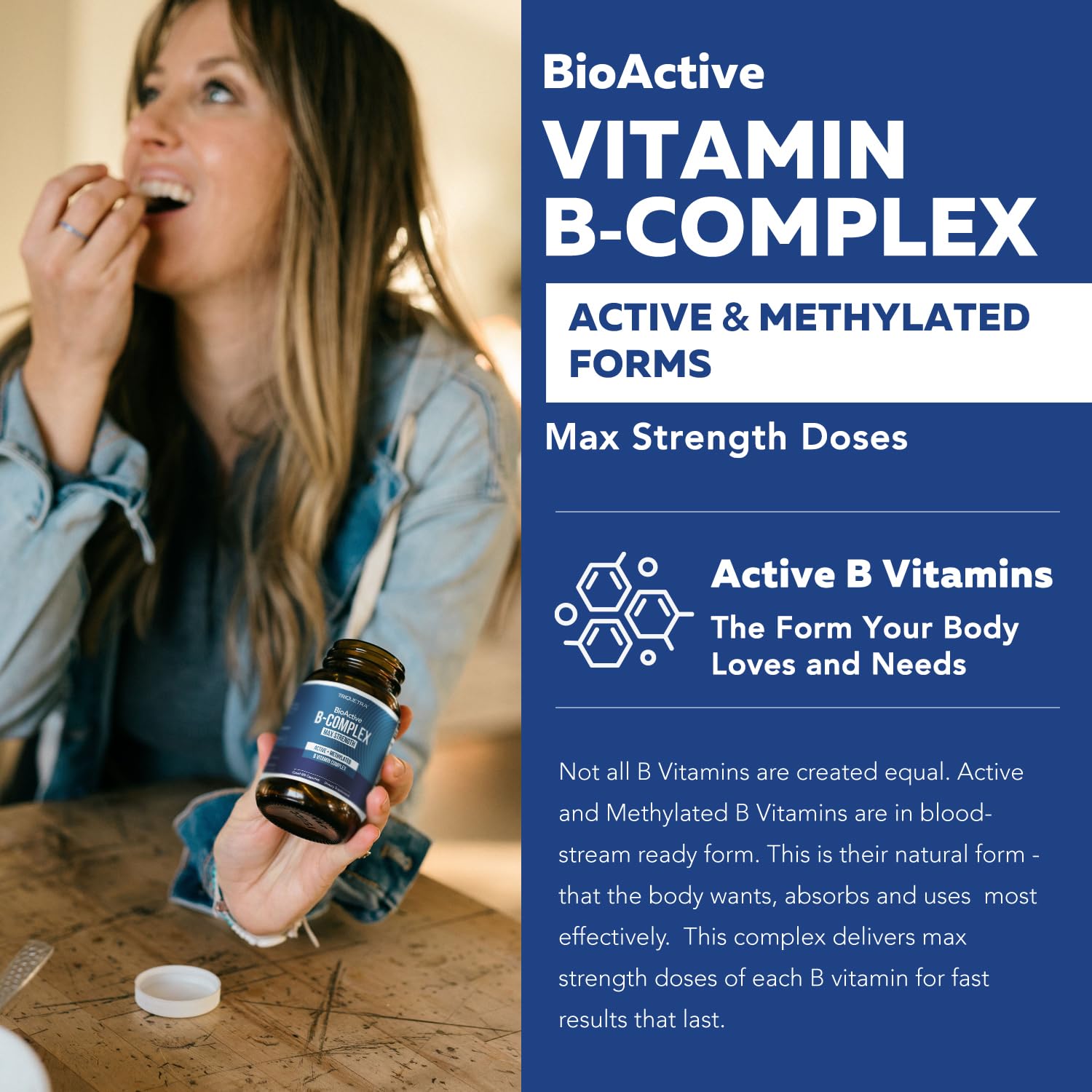 BioActive Vitamin B Complex - Blood Stream Ready, Methylated B Complex - Featuring Methylfolate, 3 BioActive Forms of B12, BenfoPure® B1 & Pantesin® B5 - 12 B Vitamins in Clinical Doses - 60 Servings Nirvana Guru