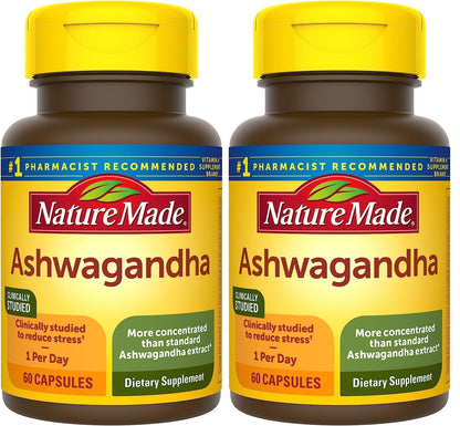 Nature Made Ashwagandha Capsules 125mg for Stress Support, 60 Capsules, 60 Day Supply - Nirvana Guru