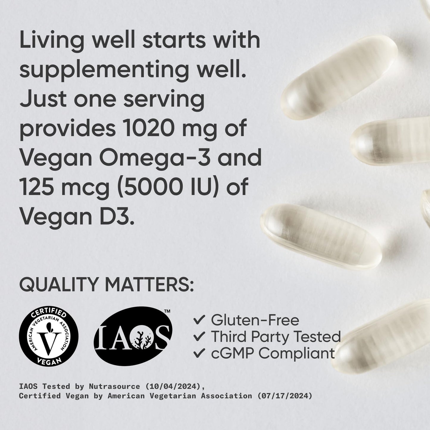 Sports Research Vegan Omega-3 Fish Oil Alternative from Algae Oil - Highest Levels of DHA & EPA Fatty Acids | Non-GMO Verified & Vegan Certified - Fresh Lemon Scent - 60 Veggie Softgels - Nirvana Guru