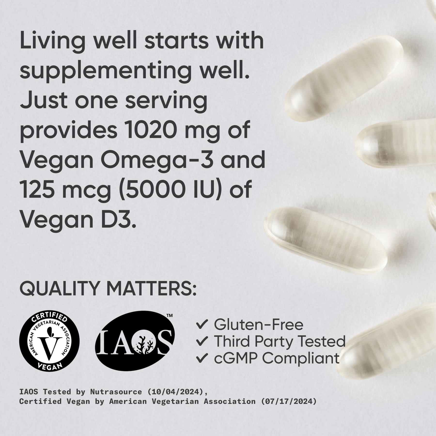 Sports Research Vegan Omega-3 Fish Oil Alternative from Algae Oil - Highest Levels of DHA & EPA Fatty Acids | Non-GMO Verified & Vegan Certified - Fresh Lemon Scent - 60 Veggie Softgels - Nirvana Guru