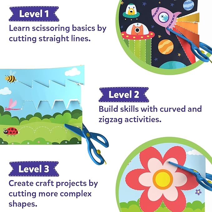 Skillmatics Scissor Skills Activity Book - Snip Snip, 25 Fun Cutting & Creative Activities for Preschoolers, 2 Child-Safe Scissors, Fine Motor Skills Craft Kit, Gifts for Kids Ages 3, 4, 5, 6, 7 nirvanaguru
