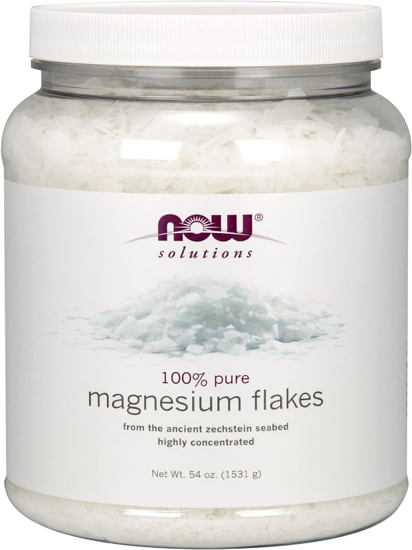 NOW Foods Solutions, Magnesium Flakes, 100% Pure, from the Ancient Zechstein Seabed, Highly Concentrated, 54-Ounce - Nirvana Guru