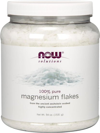 NOW Foods Solutions, Magnesium Flakes, 100% Pure, from the Ancient Zechstein Seabed, Highly Concentrated, 54-Ounce - Nirvana Guru