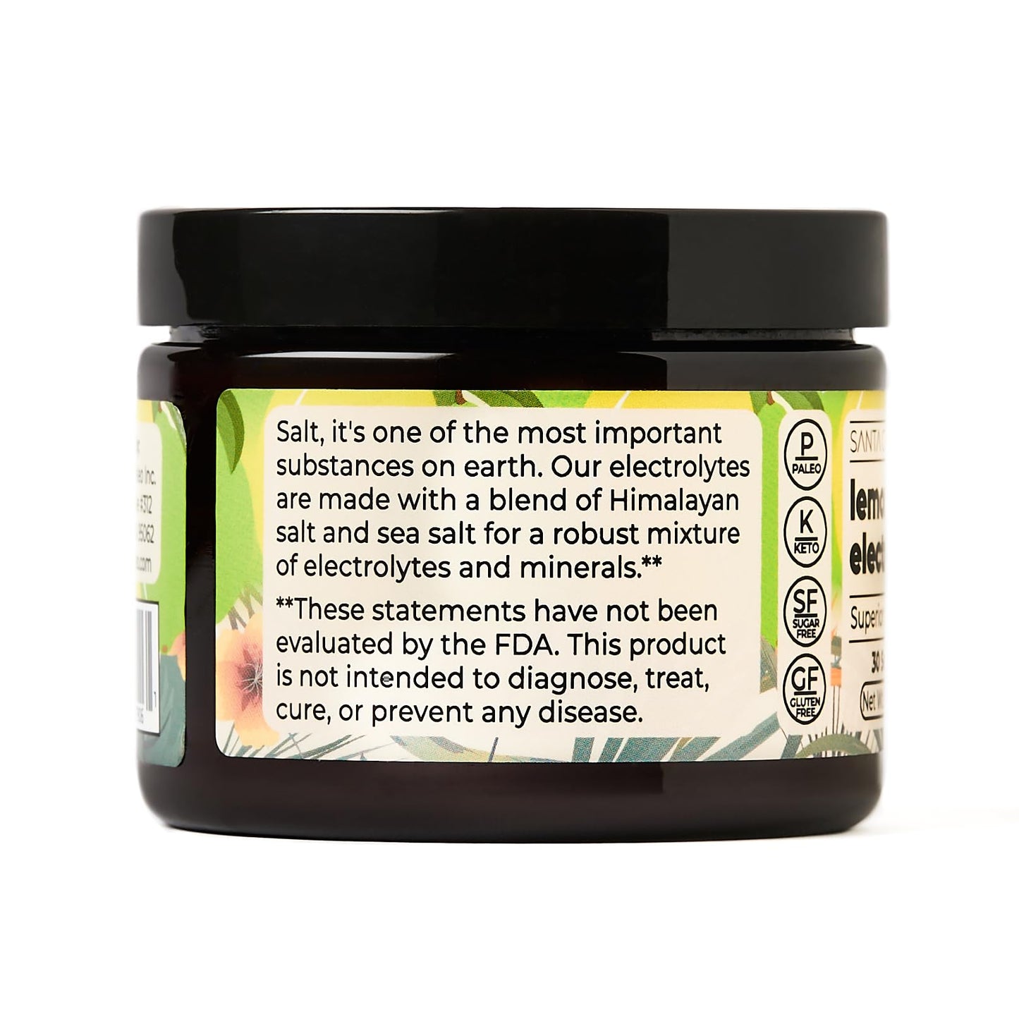 Santa Cruz Paleo Electrolyte Powder, Lemonade Flavor, Sugar Free Hydration Drink Mix with Himalayan Pink Salt, Sea Salt, Magnesium Glycinate, Potassium Chloride, Sweetened with Stevia, 30 Servings