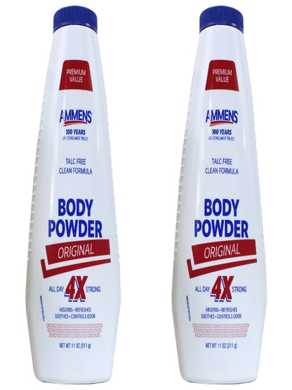 Ammens Body Powder Original – Talc-Free Clean Formula, All-Day 4X Strong Protection, 11 oz (Pack of 2) Nirvana Guru