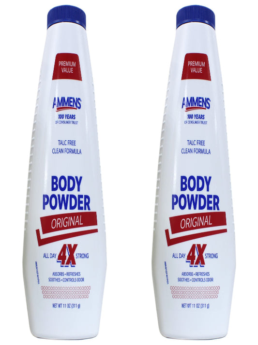 Ammens Body Powder Original – Talc-Free Clean Formula, All-Day 4X Strong Protection, 11 oz (Pack of 2) Nirvana Guru
