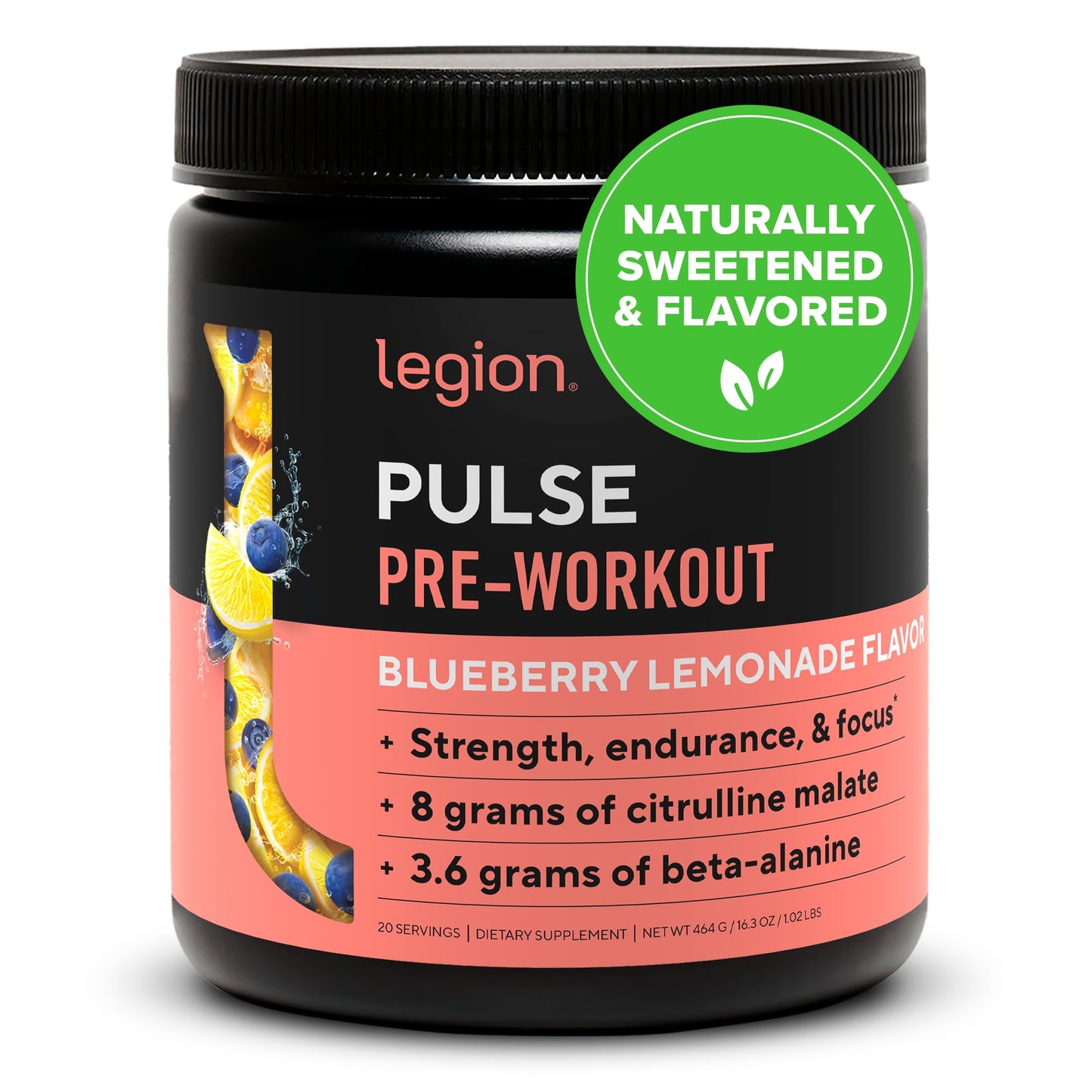 LEGION Pulse Pre Workout Supplement - All Natural Nitric Oxide Preworkout Drink to Boost Energy, Creatine Free, Naturally Sweetened, Beta Alanine, Citrulline, Alpha GPC (Fruit Punch) Nirvana Guru