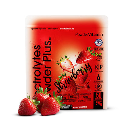 PowerVitamin Lemonade Electrolytes Powder No Sugar for Daily Energy - Keto Electrolytes - Hydration Powder with 1000mg Potassium, 120mg Calcium, Magnesium, Organic Vitamin C, 100 Servings