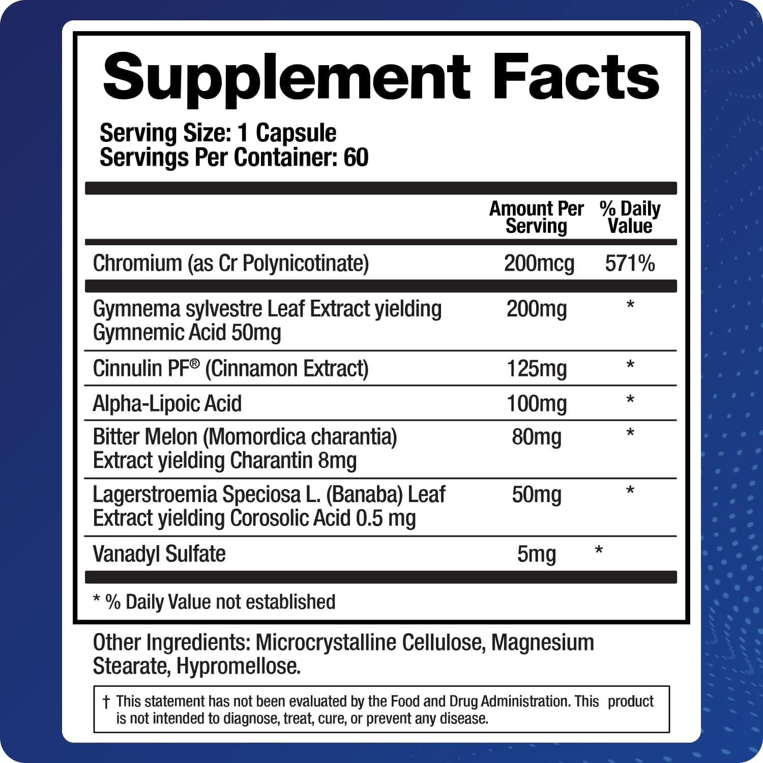 BioMatrix Metabolism Supplement for Men and Women, Cinnamon, Gymnema, Lipoic Acid, Vanadyl Sulfate, Chromium Picolinate, Bitter Melon (60 Capsules) Nirvana Guru