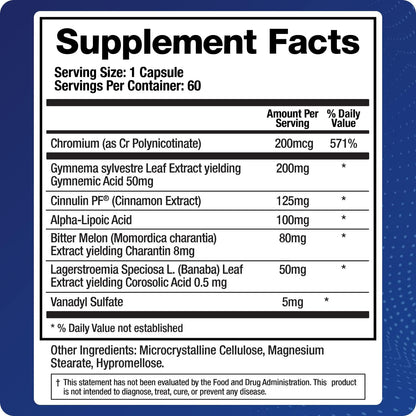 BioMatrix Metabolism Supplement for Men and Women, Cinnamon, Gymnema, Lipoic Acid, Vanadyl Sulfate, Chromium Picolinate, Bitter Melon (60 Capsules) Nirvana Guru