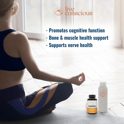 Live Conscious Magwell Magnesium Zinc & Vitamin D3 - Magnesium Glycinate, Malate, & Citrate - Triple Supplement for Women & Men - for Sleep, Bone, Heart, Immune Support - 120 Caps Nirvana Guru