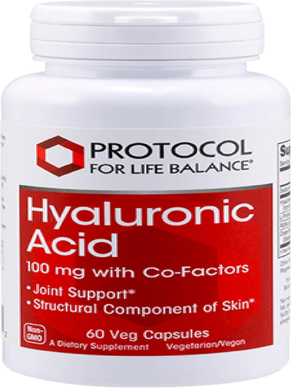 PROTOCOL FOR LIFE BALANCE Hyaluronic Acid - 100mg Hyaluronic Acid - Skin & Joint Support - Eye Support Supplement - Non-GMO & Kosher - 60 Veg Caps Nirvana Guru