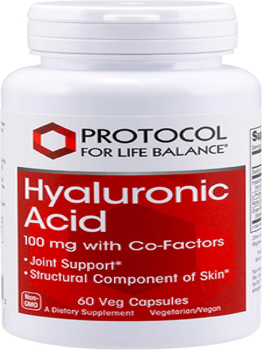 PROTOCOL FOR LIFE BALANCE Hyaluronic Acid - 100mg Hyaluronic Acid - Skin & Joint Support - Eye Support Supplement - Non-GMO & Kosher - 60 Veg Caps Nirvana Guru