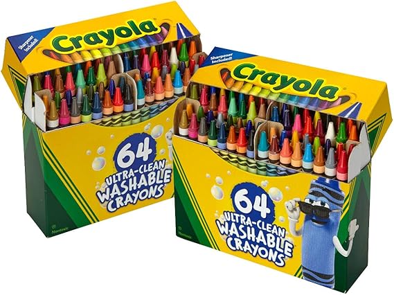 Crayola Washable Crayons for Kids - 64ct (2 Boxes), Bulk Crayons for Toddler Arts & Crafts, Teacher Classroom Must Haves, Back to School Supplies for Kids [Amazon Exclusive] nirvanaguru