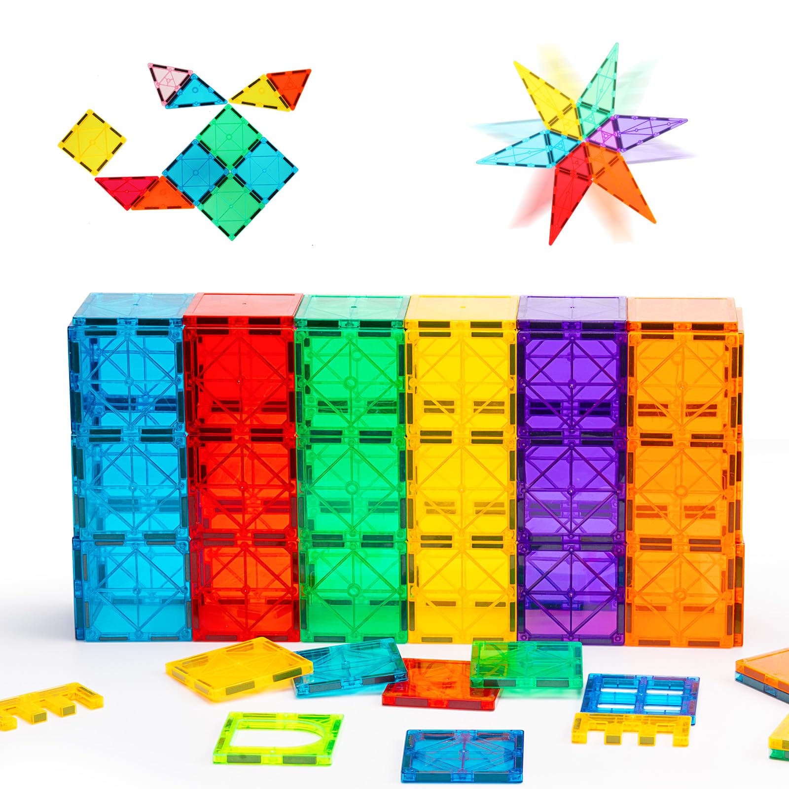 Gemmicc Magnetic Tiles, Deluxe 136 PCS Building Blocks Magnet Toys for Kids,3D Magnet Puzzles Stacking Blocks for Boys Girls,Huge Set with 2 Cars Nirvana Guru