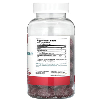 Chapter One Magnesium Gummies for Kids & Adults - Natural Calm Gummies - Calm Magnesium Citrate - Bone and Muscle Function Supplements for Kids & Adults - Mood Support, Kosher Apple Flavor (60) - Nirvana Guru