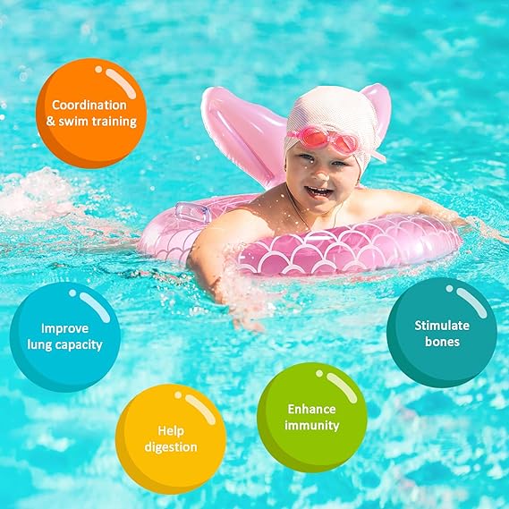KISSHAKE Baby Pool Float, Mermaid Baby Swimming Float, Smart Swim Trainer, Inflatable Pool Floats for Toddlers, Infant Swim Floats, Toddler Floaties, Kids Beach Toys Summer Essentials nirvanaguru