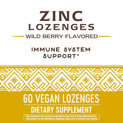 Nature's Way Zinc Lozenges with Vitamin C & Echinacea, Immune Support*, 23 mg of Zinc & 100 mg of Vitamin C per Serving, Wild Berry Flavored, 60 Lozenges (Packaging May Vary) - Nirvana Guru
