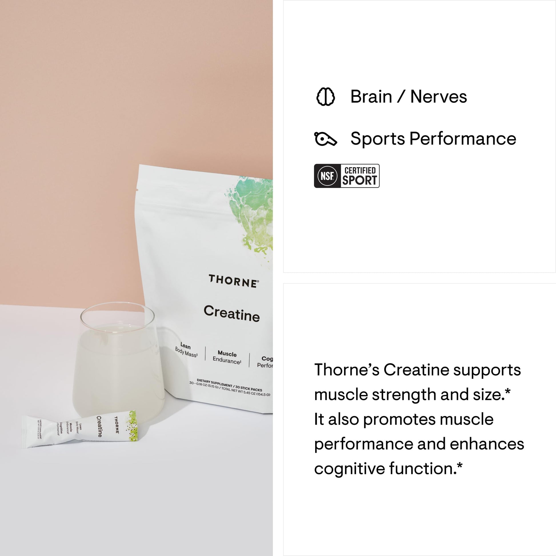THORNE Creatine - Micronized Creatine Monohydrate Powder, Amino Acid Support for Muscles, Cellular Energy & Cognitive Function* - Unflavored - NSF Certified for Sport - 5 g per Serving - 90 Servings - Nirvana Guru