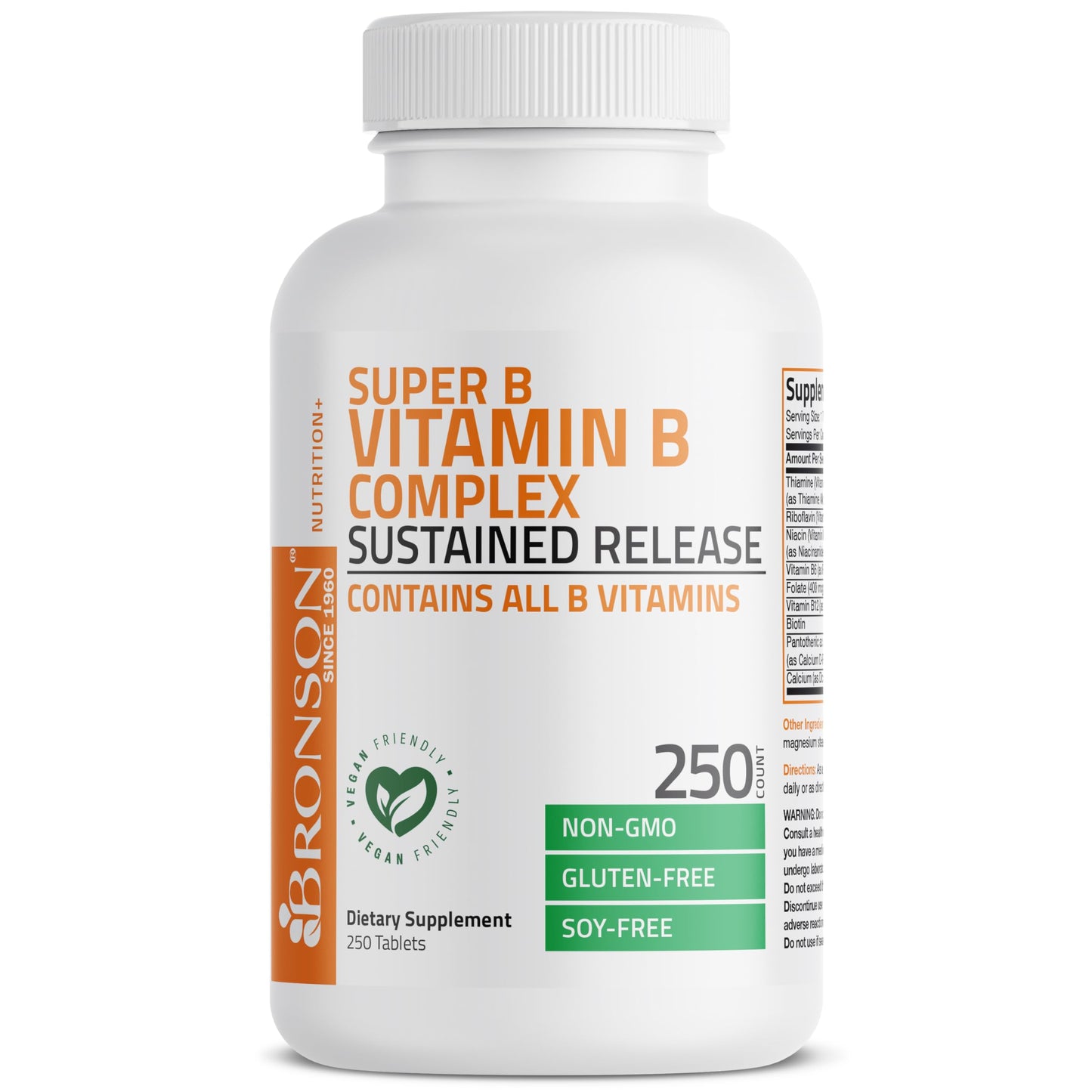 Bronson Super B Vitamin B Complex Sustained Slow Release (Vitamin B1, B2, B3, B6, B9 - Folic Acid, B12) Contains All B Vitamins 60 Tablets Nirvana Guru