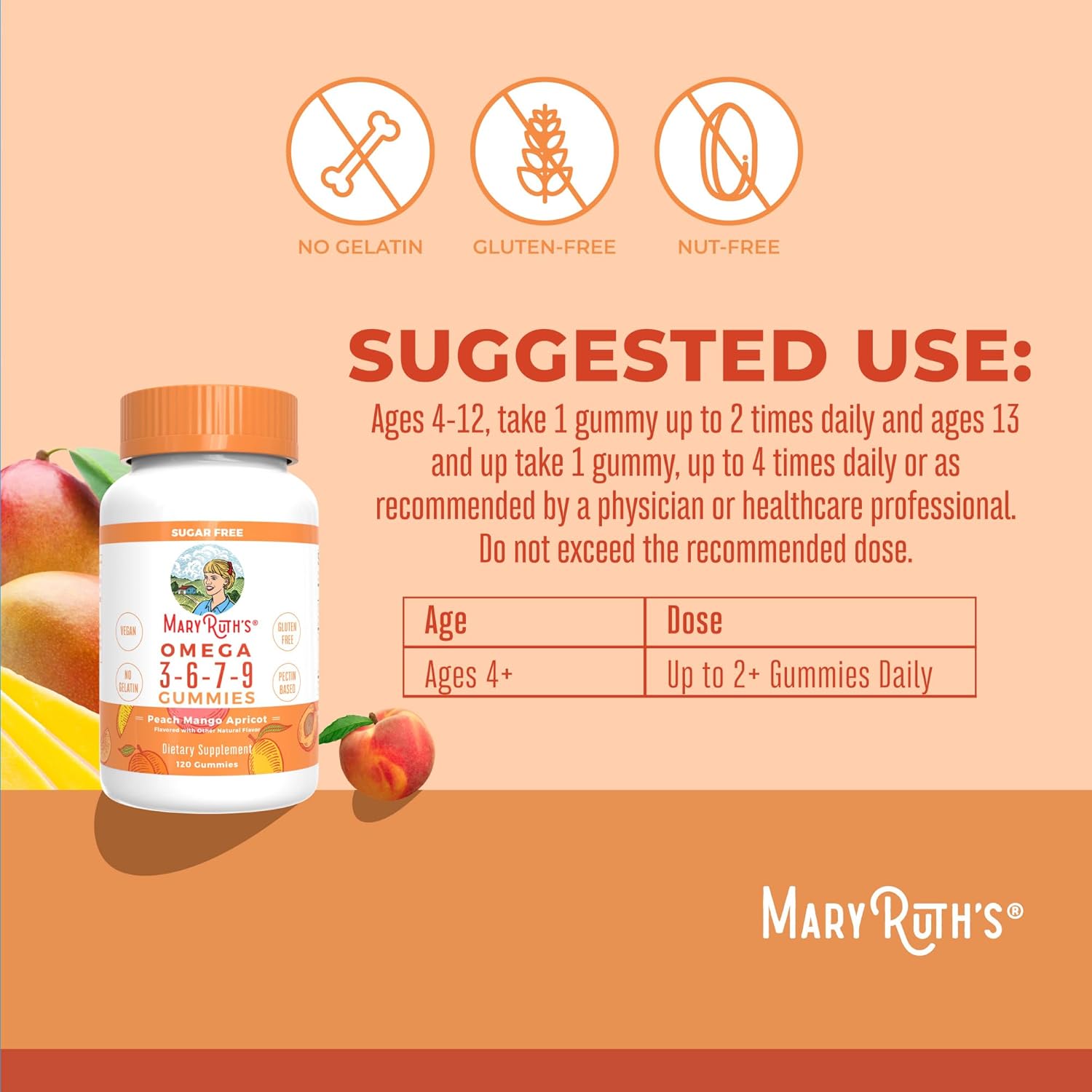 MaryRuth Organics Vegan Omega 3 6 7 9 Gummies | Up to 4 Month Supply | Omega 3 Supplement with Flaxseed Oil | Omega 3 Gummies | No Fish Taste | Non-GMO | 120 Count - Nirvana Guru