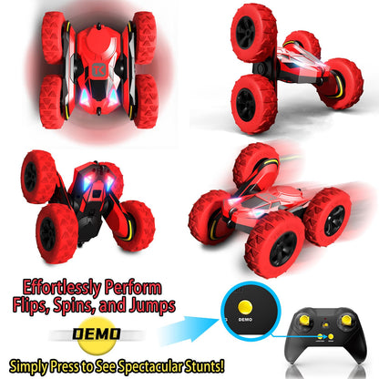 Threeking RC Stunt Cars Remote Control Car Double-Sided Driving 360-degree Flips Rotating Car Toy, Green Nirvana Guru