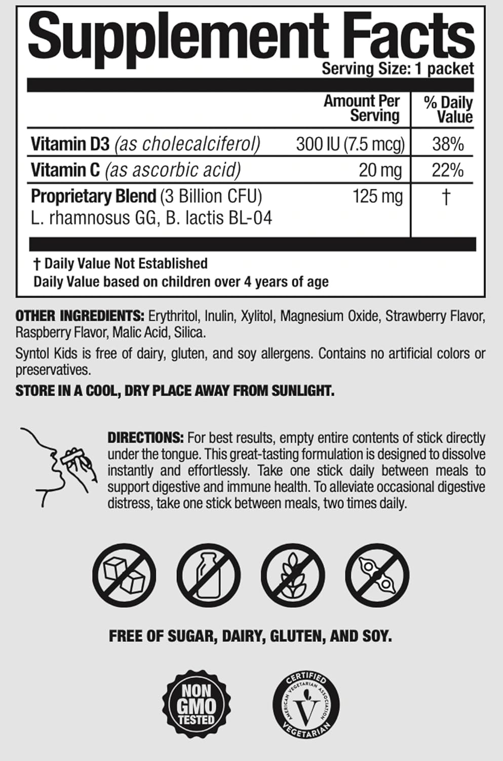 Arthur Andrew Medical, Syntol Kids, Daily Probiotic Supplement for Digestive Health and Young Immune Systems, No Sugar or Artificial Sweeteners, Berry Flavor, Vegan, 30 Sachets Nirvana Guru