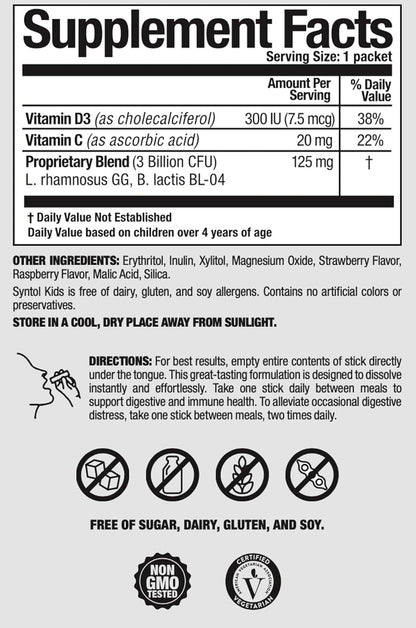 Arthur Andrew Medical, Syntol Kids, Daily Probiotic Supplement for Digestive Health and Young Immune Systems, No Sugar or Artificial Sweeteners, Berry Flavor, Vegan, 30 Sachets Nirvana Guru
