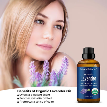 Organic Lavender Essential Oil 30 ml - Pure Natural Oils for Diffuser, Aromatherapy, Skin & Hair Care - Aceite De Lavanda Orgánico - Nexon Botanics - Nirvana Guru