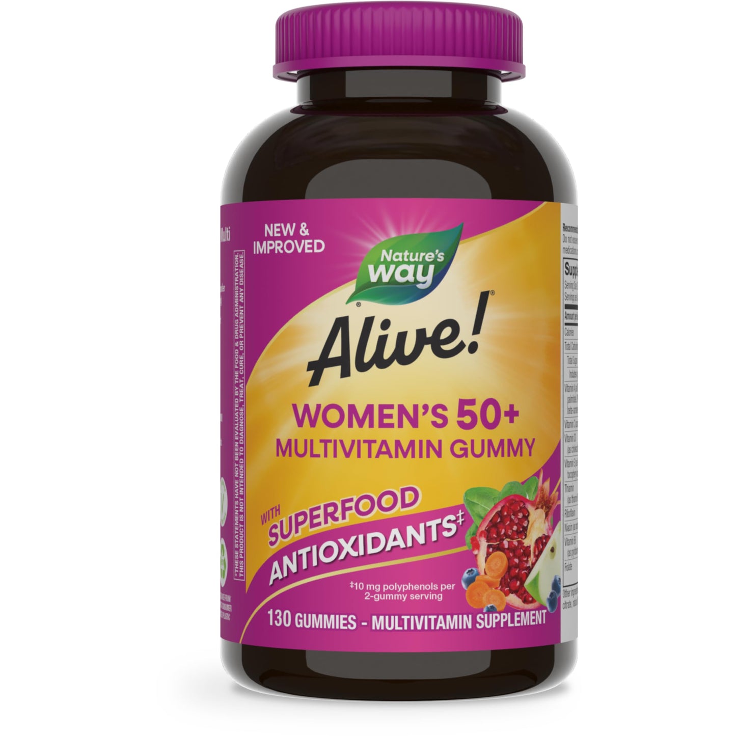 Nature's Way Alive Women’s 50+ Daily Gummy Multivitamins, Supports Multiple Body Systems*, Supports Healthy Heart, Brain & Bones,* B-Vitamins, Mixed Berry Flavored, 150 Gummies (Packaging May Vary) - Nirvana Guru