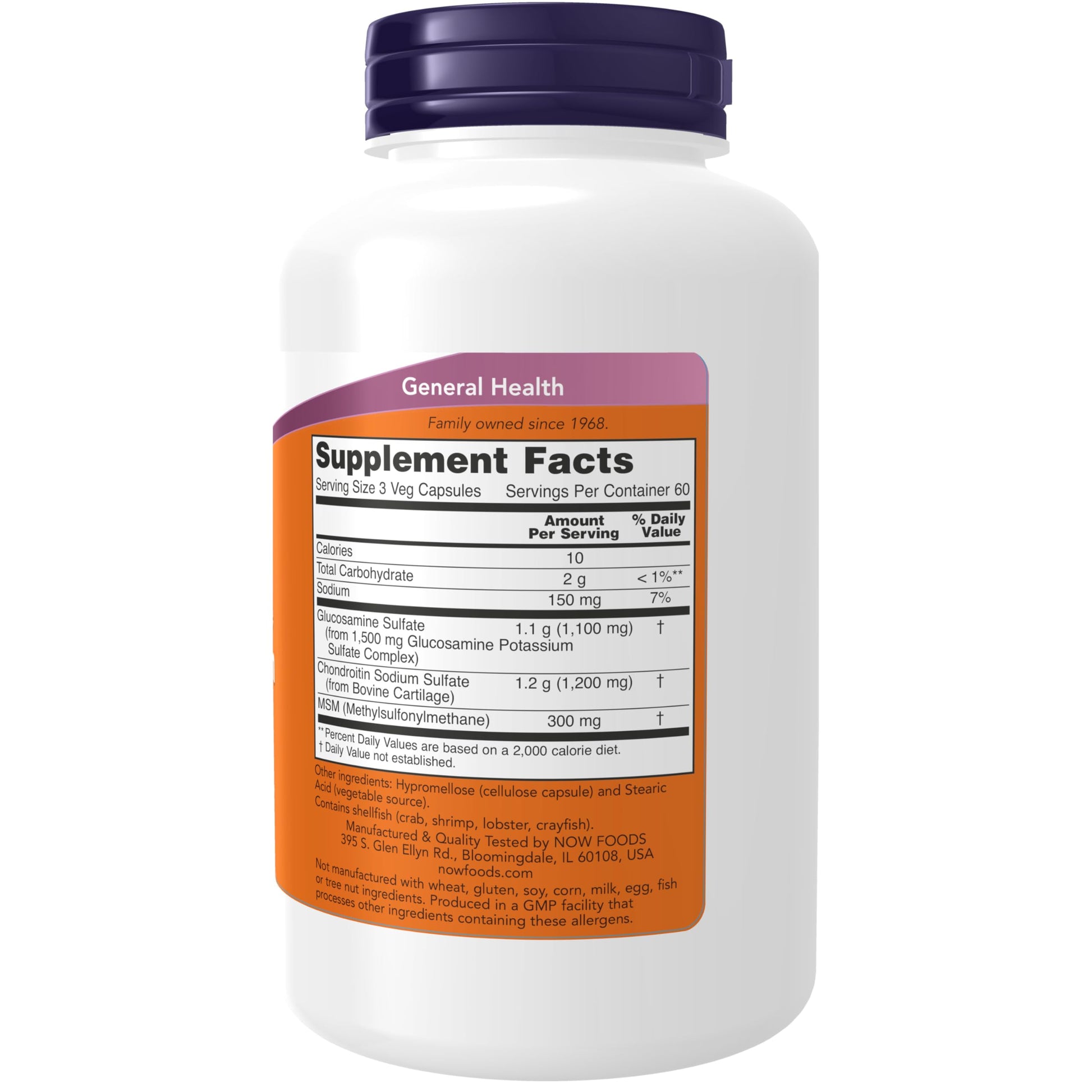 NOW Foods Supplements, Glucosamine & Chondroitin with MSM, Joint Health, Mobility and Comfort*, 180 Veg Capsules - Nirvana Guru