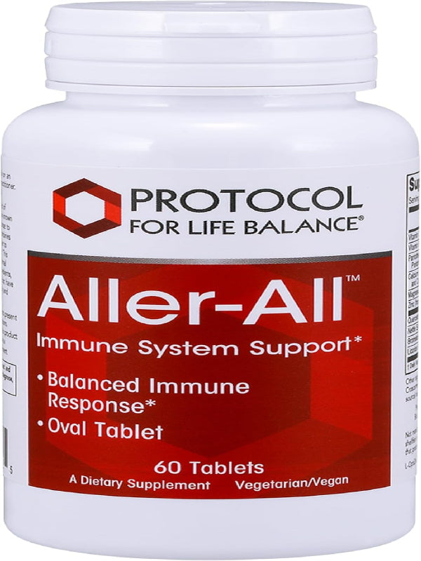 Protocol Aller-All Tablets - Immune System Support* - with Vitamin C, Zinc, Quercetin, Calcium & Bromelain - Kosher & Dairy Free - 60 Tabs Nirvana Guru
