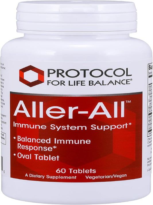 Protocol Aller-All Tablets - Immune System Support* - with Vitamin C, Zinc, Quercetin, Calcium & Bromelain - Kosher & Dairy Free - 60 Tabs Nirvana Guru