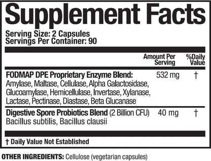 Arthur Andrew Medical - FODMAP DPE, Digestive Probiotics and Enzymes, Relief for FODMAP Intolerance and Highly Fermentable Foods, Vegan, Non-GMO, 180 Capsules Nirvana Guru