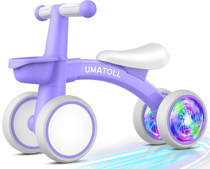 Umatoll Colorful Lighting Baby Balance Bike Toys for 1 Year Old Girls Gifts, Adjustable Seat, 1st Birthday Gifts, 12-24 Months Toddler Bike, Pink Nirvana Guru