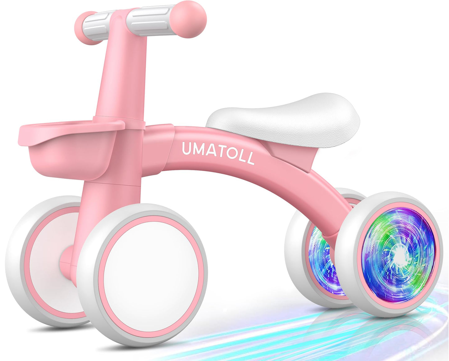 Umatoll Colorful Lighting Baby Balance Bike Toys for 1 Year Old Girls Gifts, Adjustable Seat, 1st Birthday Gifts, 12-24 Months Toddler Bike, Pink Nirvana Guru
