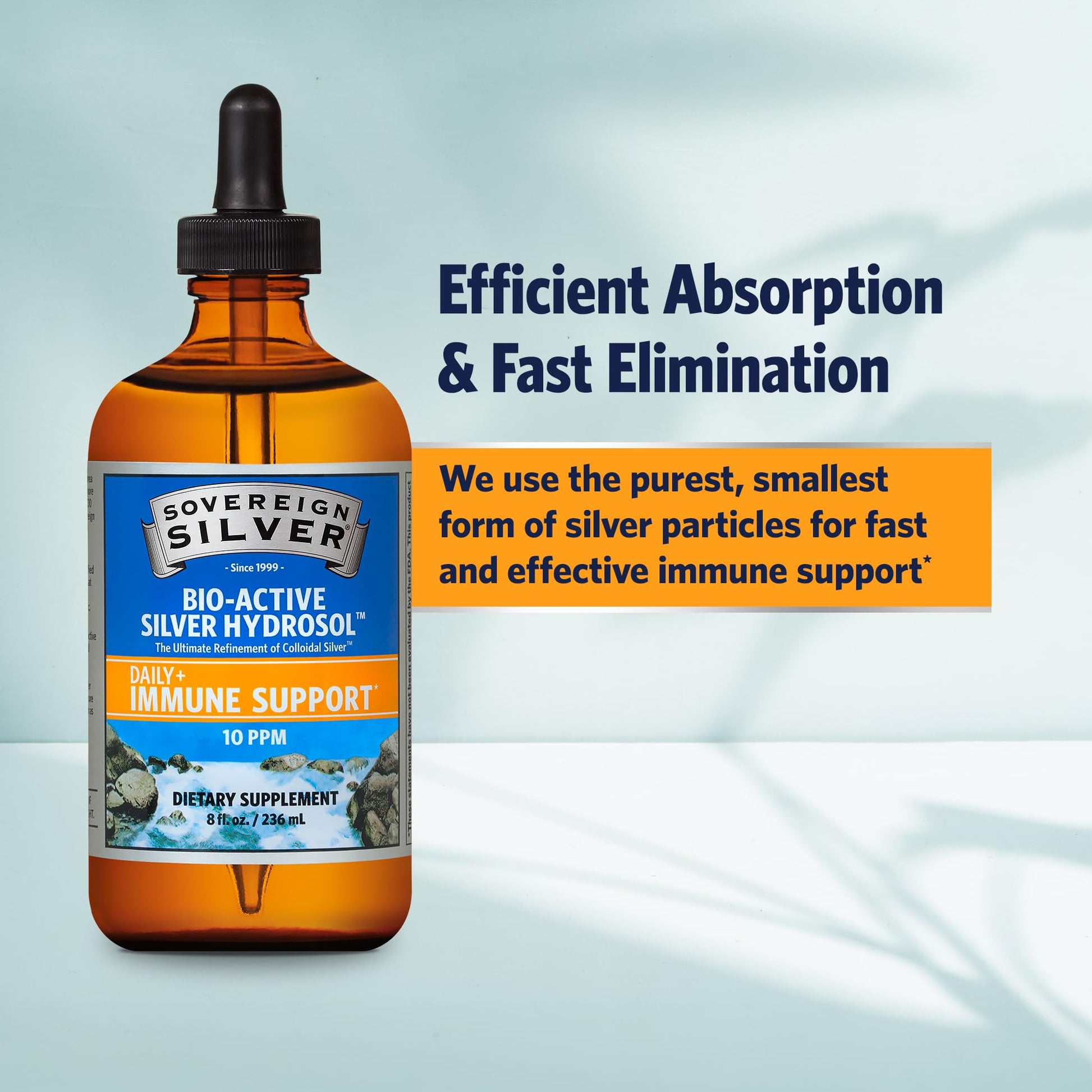 Sovereign Silver Immune Support - Colloidal Silver, Bio-Active Silver Hydrosol, 10 ppm, Liquid Dropper, 4 Fl Oz, (118 mL) Nirvana Guru